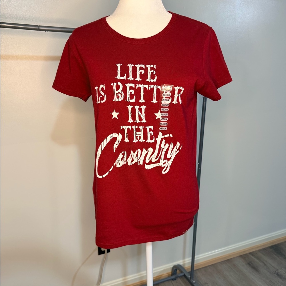 Red Graphic Tee - Life is Better in the Country